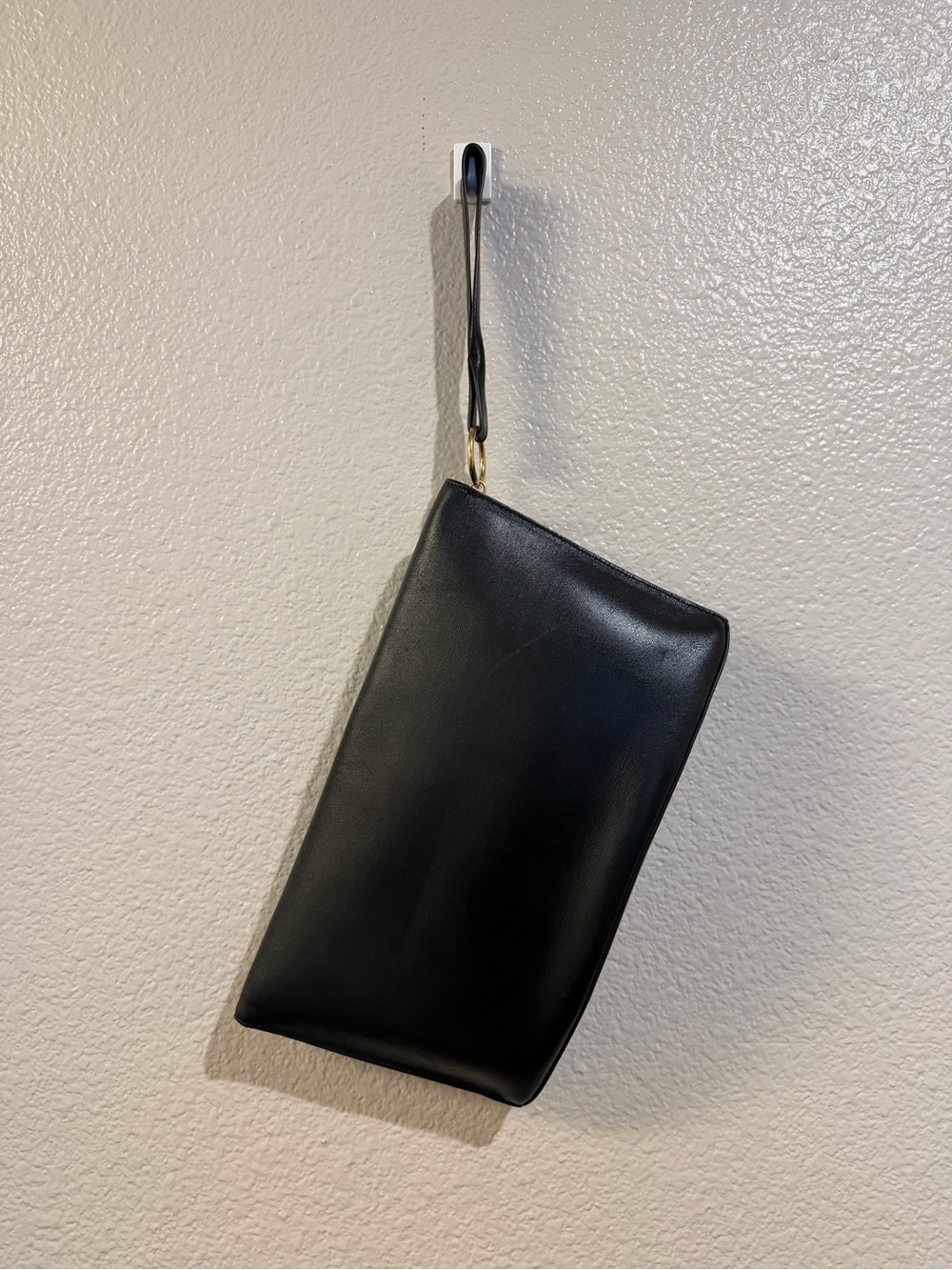CELINE Black Leather Foldover Gold Hardware Wristlet Clutch - Picture 2 of 9